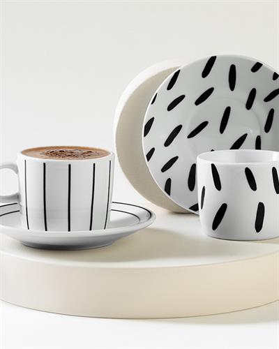 Porcelain 4 Parça 2 Kişilik Coffee Cup Set 80 ml Black