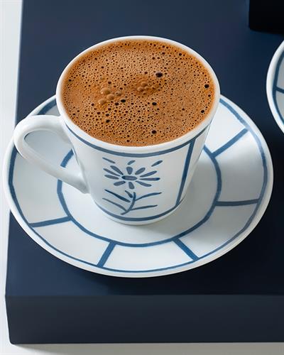 Porcelain 4 Parça 2 Kişilik Coffee Cup Set 80 ml Dark Blue