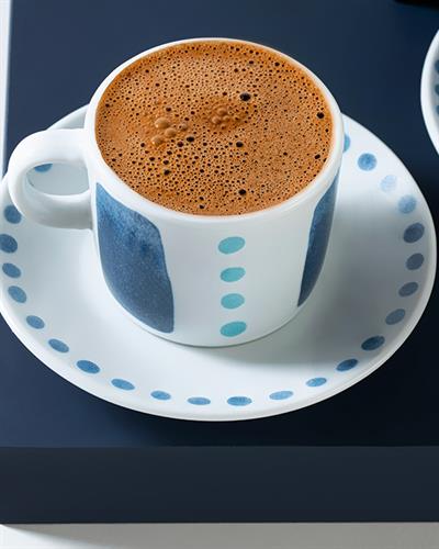 Porcelain 4 Parça 2 Kişilik Coffee Cup Set 80 ml Blue