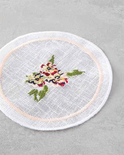 Подложка За Чаша 4 бр. Полиестер 14 см. Бял - Червен