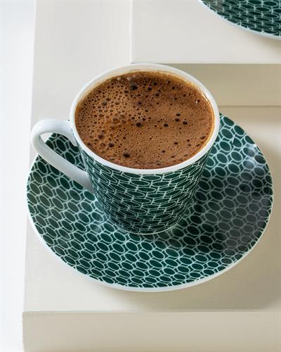 Porcelain 4 Parça 2 Kişilik Coffee Cup Set 80 ml Green