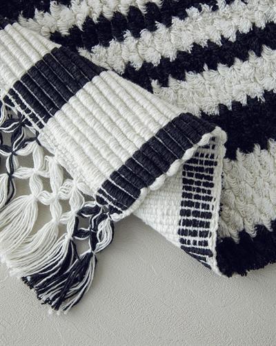 Постелка За Баня С ресни Памук 50x80 см Черен - Бял