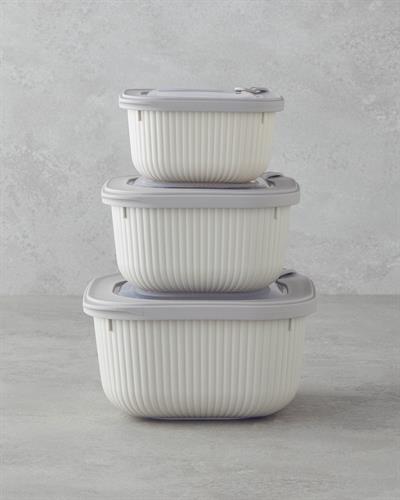 Комплект Кутии За Съхранение Пластмаса 600,1100,1800 мл Кремав