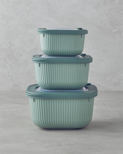 Комплект Кутии За Съхранение Пластмаса 600,1100,1800 мл Зелен