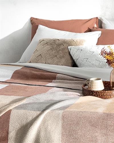 Block Cotton For One Person Blanket 150x200 cm Beige