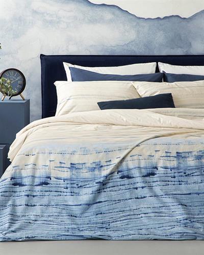 Комплект Спално Бель, Единичен Размер, Blurry Wave, Памучен, 160 X 220 Cm / 50x70 cm, Синьо