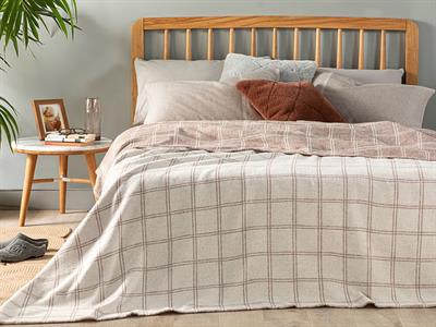 Одеало, Двоен Размер, Checks , 180 X 220 Cm, Кафяво