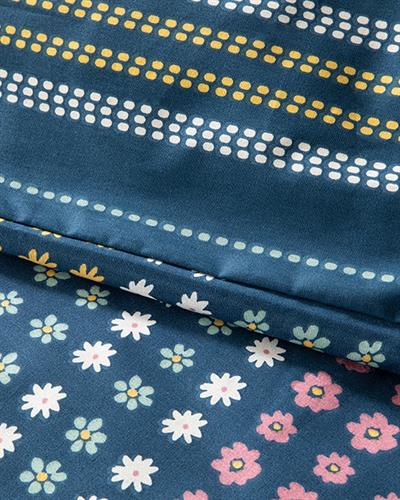 Комплект Спално Бель Единичен Размер, Daisy Patch , Памучен, 160 X 220 Cm / 50x70 cm, Тъмно Синьо