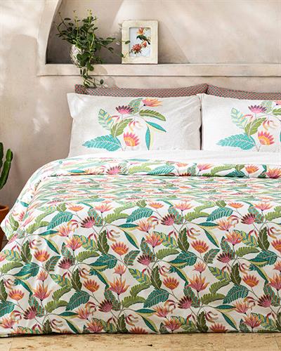 Комплект Спално Бель,  Двоен Размер,Exotic Flower  Памучен, 200 X 220 Cm/ 50x70 Cm, Розово