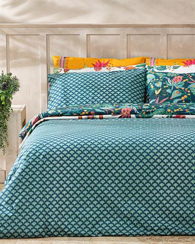 Комплект Спално Бель, Единичен Размер, Exotic Garden Памучен, 160 X 220 Cm / 50x70 cm, Тъмно Синьо