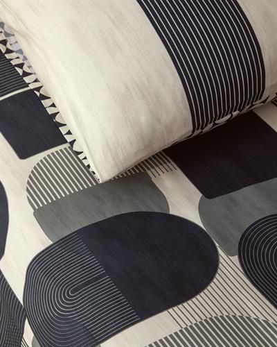 Спален Комплект, Двоен, Geodesic,  Мек памук с дигитална щампам 200x220 cm/ 50x70 Cm, Антрацит - Зелен