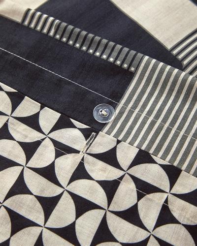 Спален Комплект, Двоен, Geodesic,  Мек памук с дигитална щампам 200x220 cm/ 50x70 Cm, Антрацит - Зелен