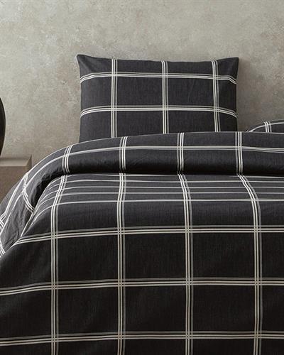 Спален Комплект,  Единичен, Glen Check , Лесно за гладене , 160x220 см/ 50x70 cm,  Антрацит