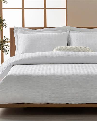 Комплект Спално Бель Gofre,  Двоен Размер,Lidya  Памучен, 200 X 220 Cm/ 50x70 Cm, Бяло