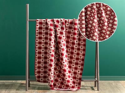 Heart Check Acrylic Tv Blanket 130x170 cm Red