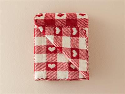 Heart Check Acrylic Tv Blanket 130x170 cm Red