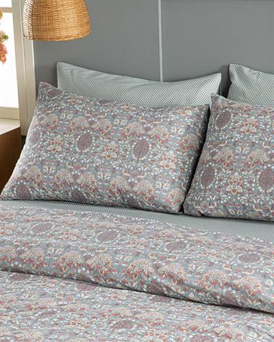 Комплект Спално Бель , Единичен Размер,Honeysuckle , Лесно За Гладене, 160 X 220 Cm / 50x70 cm, Синьо