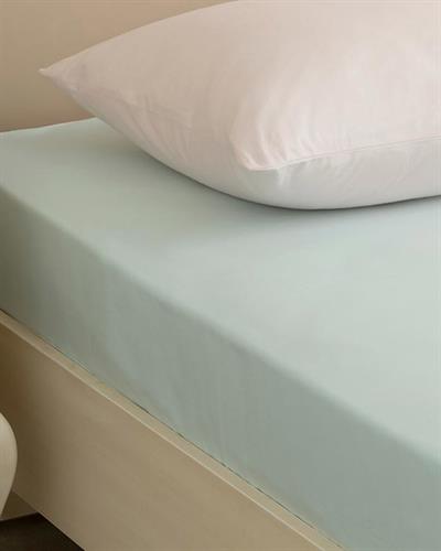 Plain Cotton King Size Fitted Sheet 180x200 cm Light Celadon