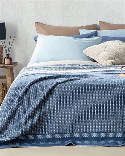 Одеало, King Size, Blurred Dots , Памучен, 220 X 240 Cm, Тъмно Синьо