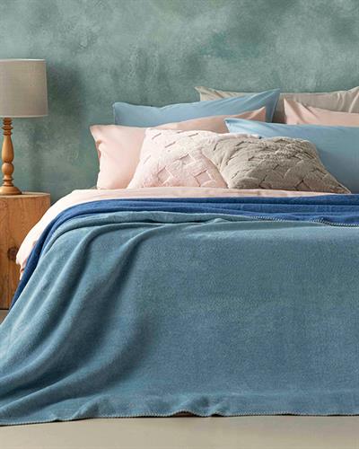 Одеало, King Size,Plain , Памучен,  220 X 240 Cm, Синьо - Тъмно Синьо,