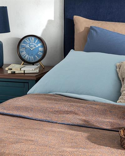  Одеало,  Двоен Размер, Melange, Памучен, 200 X 220 Cm, Морско Синьо- Теракота