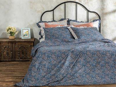 Комплект Спално Бель, Двоен Размер,Millefleur , Памучен, 200 X 220 Cm/ 50x70 Cm, Тъмно Синьо