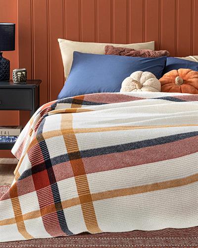 ОДЕАЛО, Единичен,Modern Frame , Вафлена с рамка, 150x200 cm, Горчица - Теракота