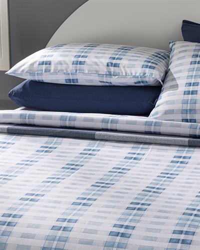 Комплект Спално Бель, Двоен Размер,Modern Square , Лесно За Гладене, 200 X 220 Cm, Синьо