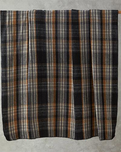 Одеяло, Двоен,Plaid , Шотландско каре с вафлена структура, 180x220 см, Антрацит
