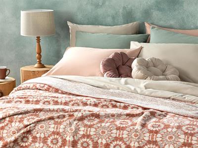 Одеало, Двоен Размер, Retro , Памучен, 200 X 220 Cm, Оранжево,