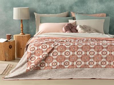 Одеало, Двоен Размер, Retro , Памучен, 200 X 220 Cm, Оранжево,