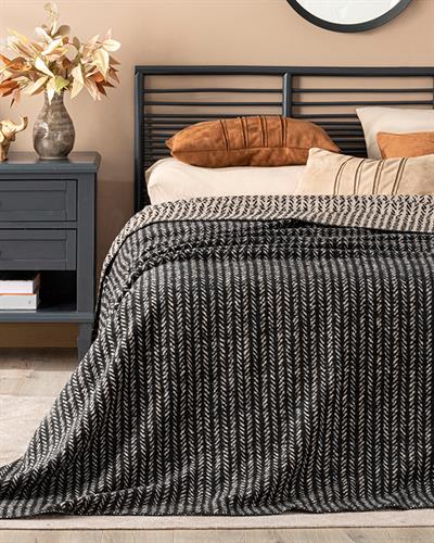 Одеало, Единичен Размер, Rope Stripes , Памучен, 150 X 200 Cm, Черно