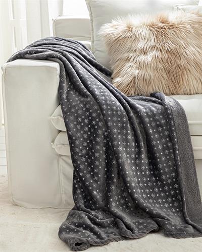 Royal Glow Foil Printed Super Soft Tv Blanket 130x170 cm Anthracite