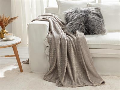Royal Glow Gold Leaf Printed Super Soft Tv Blanket 130x170 cm Gray