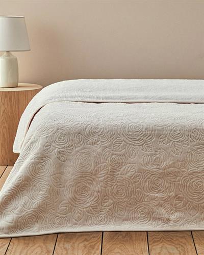 Одеало, Двоен Размер, Shabby Rose Emboss, 200 X 220 Cm, Кремово