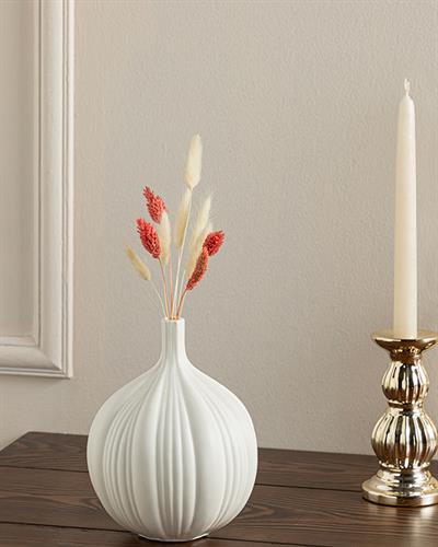 Ваза Stoneware, Бяло, 14 X 14 X 19 Cm