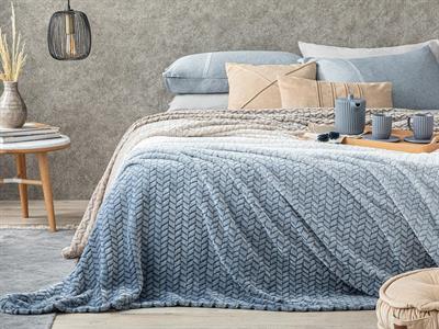 Одеало, Двоен Размер, Sunrise  Ombre Super Soft, 200 X 220 Cm, Бежово - Тъмно Синьо