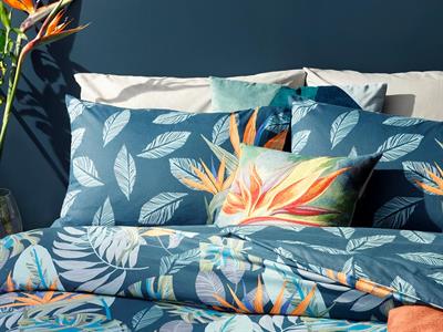 Комплект Спално Бель , Super King Size, Paradise Flowers,  Памучен, Тъмно Синьо, 260 X 220 Cm/ 50x70 cm, Тъмно Синьо
