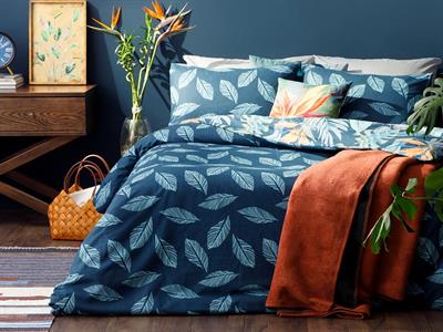 Комплект Спално Бель , Super King Size, Paradise Flowers,  Памучен, Тъмно Синьо, 260 X 220 Cm/ 50x70 cm, Тъмно Синьо