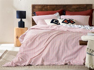 Комплект Спално Бель, Super King Size,Euphoria,  Памучен, 260 X 220 Cm/ 50x70 cm, Индиго – Теракота