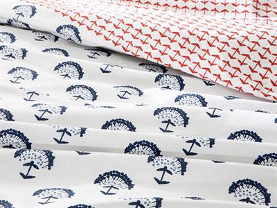 Комплект Спално Бель, Super King Size,Euphoria,  Памучен, 260 X 220 Cm/ 50x70 cm, Индиго – Теракота