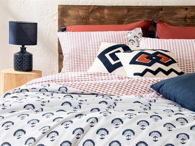 Комплект Спално Бель, Super King Size,Euphoria,  Памучен, 260 X 220 Cm/ 50x70 cm, Индиго – Теракота