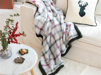Тв Одеало,Tattersall Sherpa, 120 X 160 Cm, Бяло