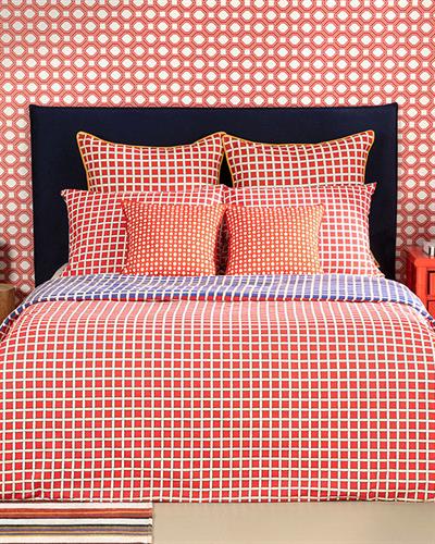  Комплект Спално Бель, Единичен Размер,Tesselation, Памучен, 160 X 220 Cm / 50x70 cm, Червено-Тъмно Синьо