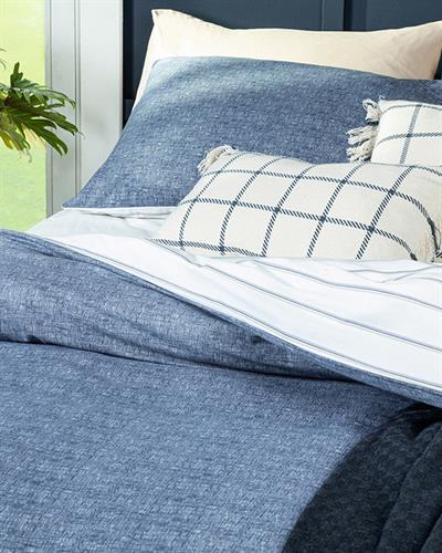 Комплект Спално Бель, Единичен Размер,Textured Stripe , Памучен, 160 X 220 Cm / 50x70 cm, Тъмно Синьо