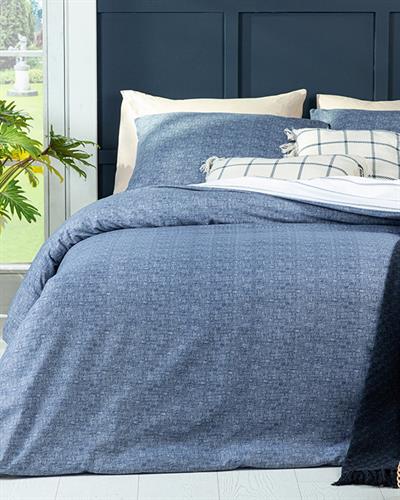 Комплект Спално Бель, Единичен Размер,Textured Stripe , Памучен, 160 X 220 Cm / 50x70 cm, Тъмно Синьо