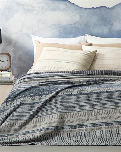 Одеяло, Двоен, Textured Stripe , Памучен, 200x220 см, Морскосин