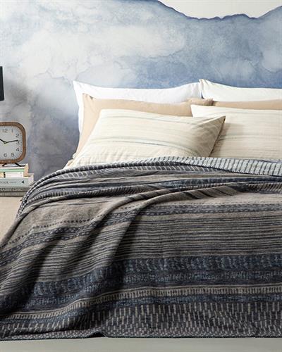 Одеяло, Двоен, Textured Stripe , Памучен, 200x220 см, Морскосин