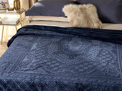Одеало, Двоен Размер,Timeless  Emboss, 200 X 220 Cm, Тъмно Синьо