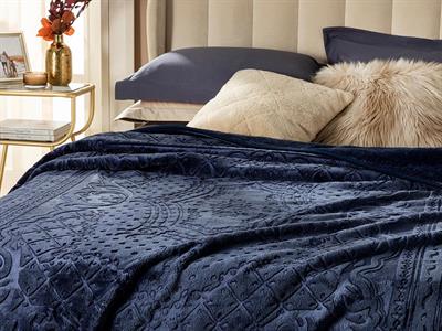 Одеало, Двоен Размер,Timeless  Emboss, 200 X 220 Cm, Тъмно Синьо